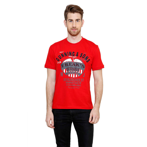 Freakn Red Solid R-Neck Slim Fit Tshirts